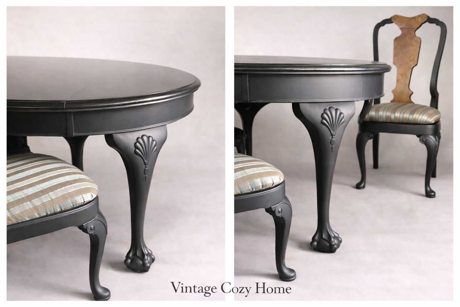 Antique Dining Table & Chairs | Ball & Claw Feet | Solid Wood | Vintage Cozy Home