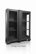 Elegant Black Slim  Glass Fronted Display Cabinet, bookcase