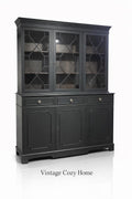 Black Regency Glazed Cabinet, 3 Door 3 Drawer Dresser