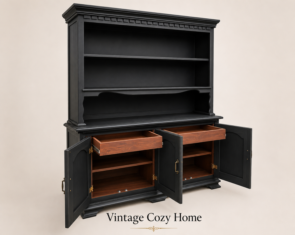 Large Black Dresser | Bookcase & Display Cabinet with Storage