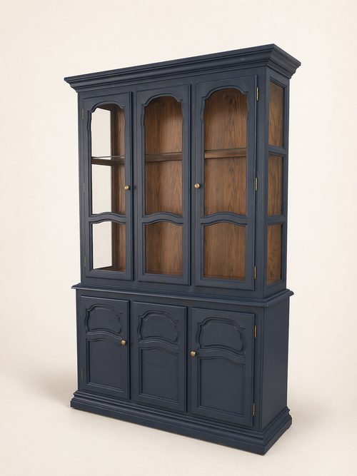 Dark Blue Glass Display Cabinet