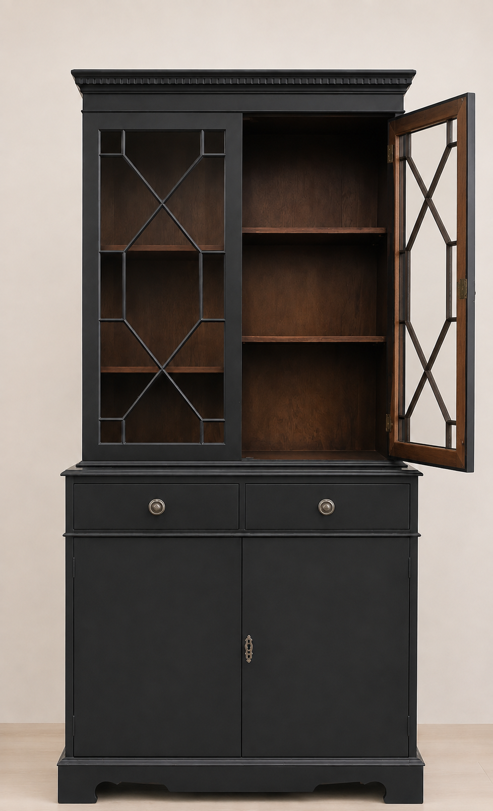 Vintage Black Regency Style Cabinet