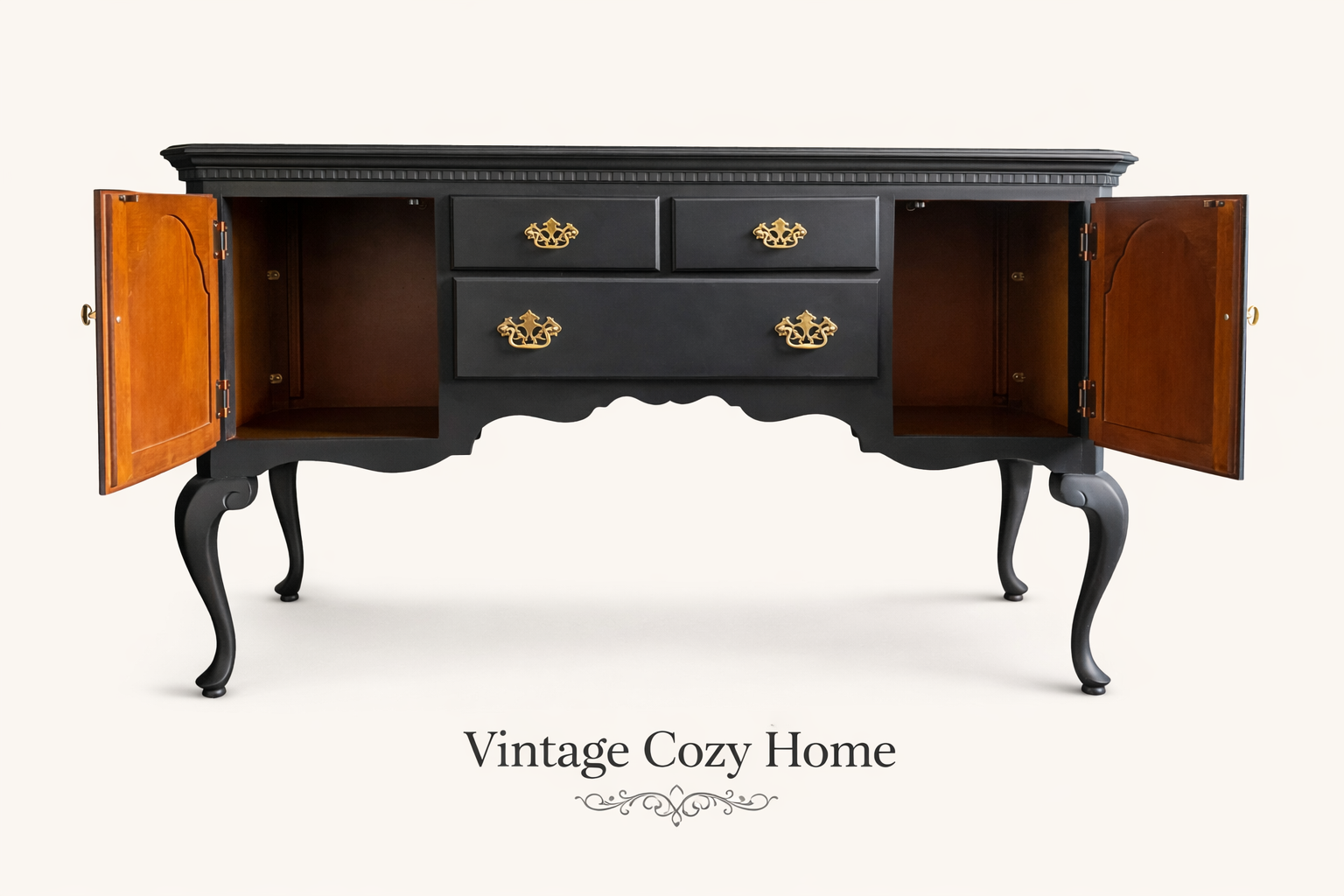 Elegant Black Sideboard | Upcycled Vintage Storage Cabinet UK