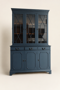 Stunning Classic Style Soft vintage blue 3 door Regency Glazed cabinet