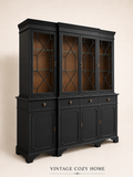 Black Regency Glazed Cabinet, 4 Door 4 Drawer Dresser