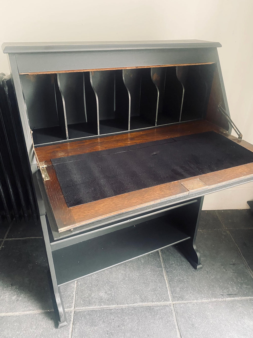 Antique Slim bureau desk , with bookcase,