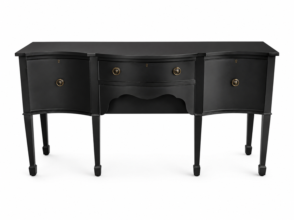 Black Serpentine Sideboard | Elegant Curved Sideboard Cabinet