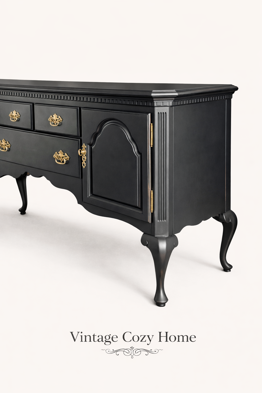 Elegant Black Sideboard | Upcycled Vintage Storage Cabinet UK