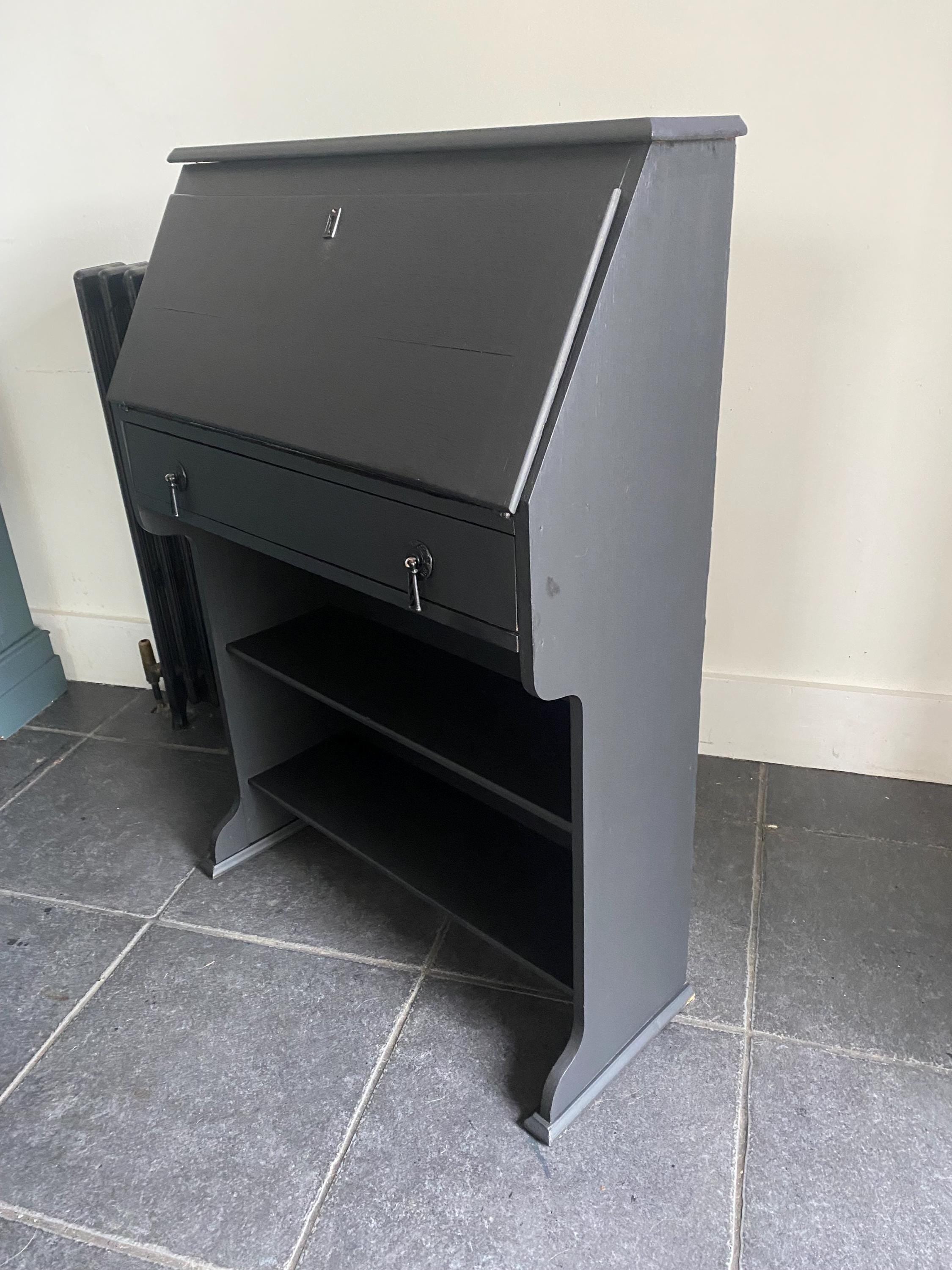 Antique Slim bureau desk , with bookcase,