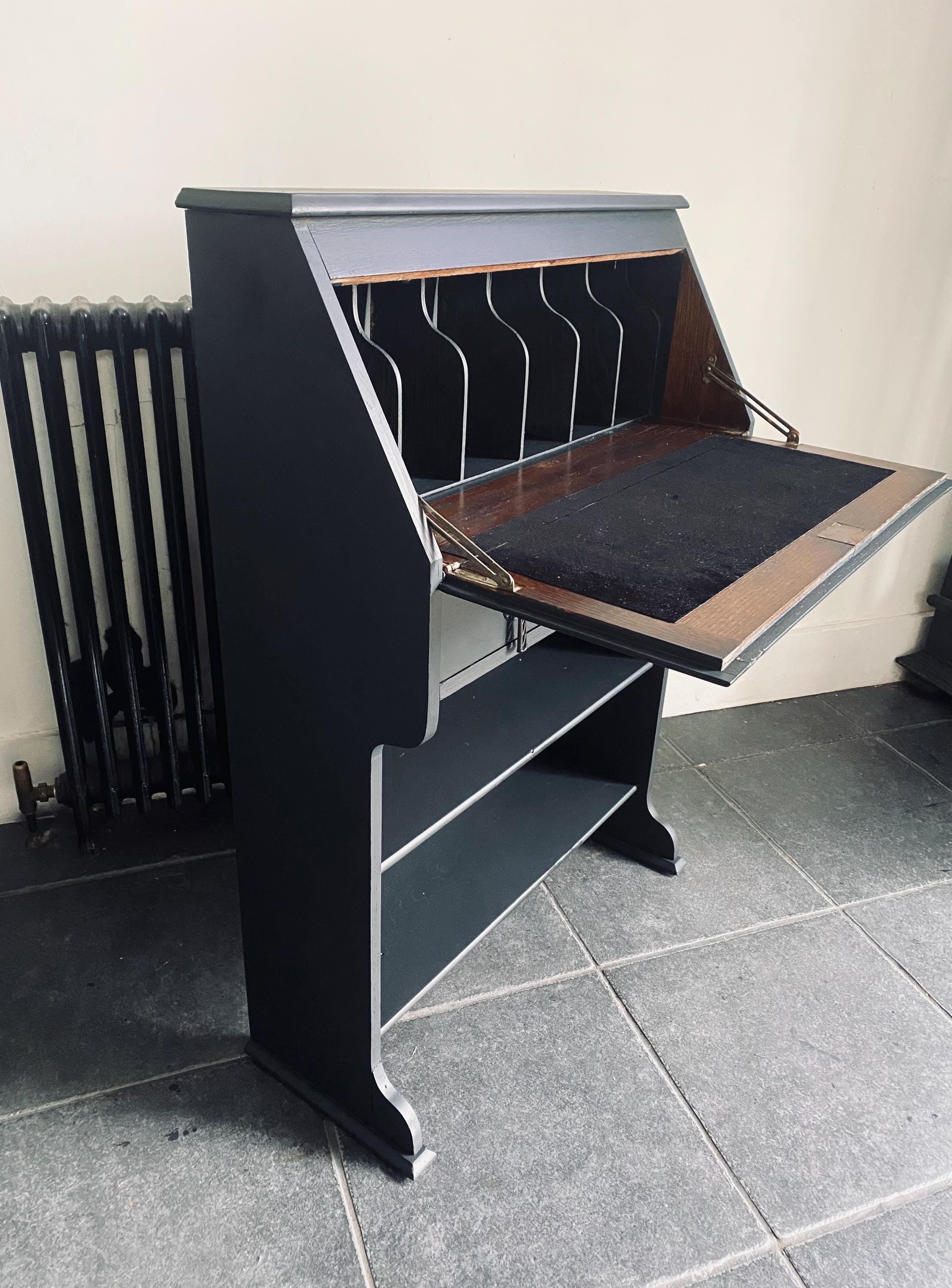 Antique Slim bureau desk , with bookcase,