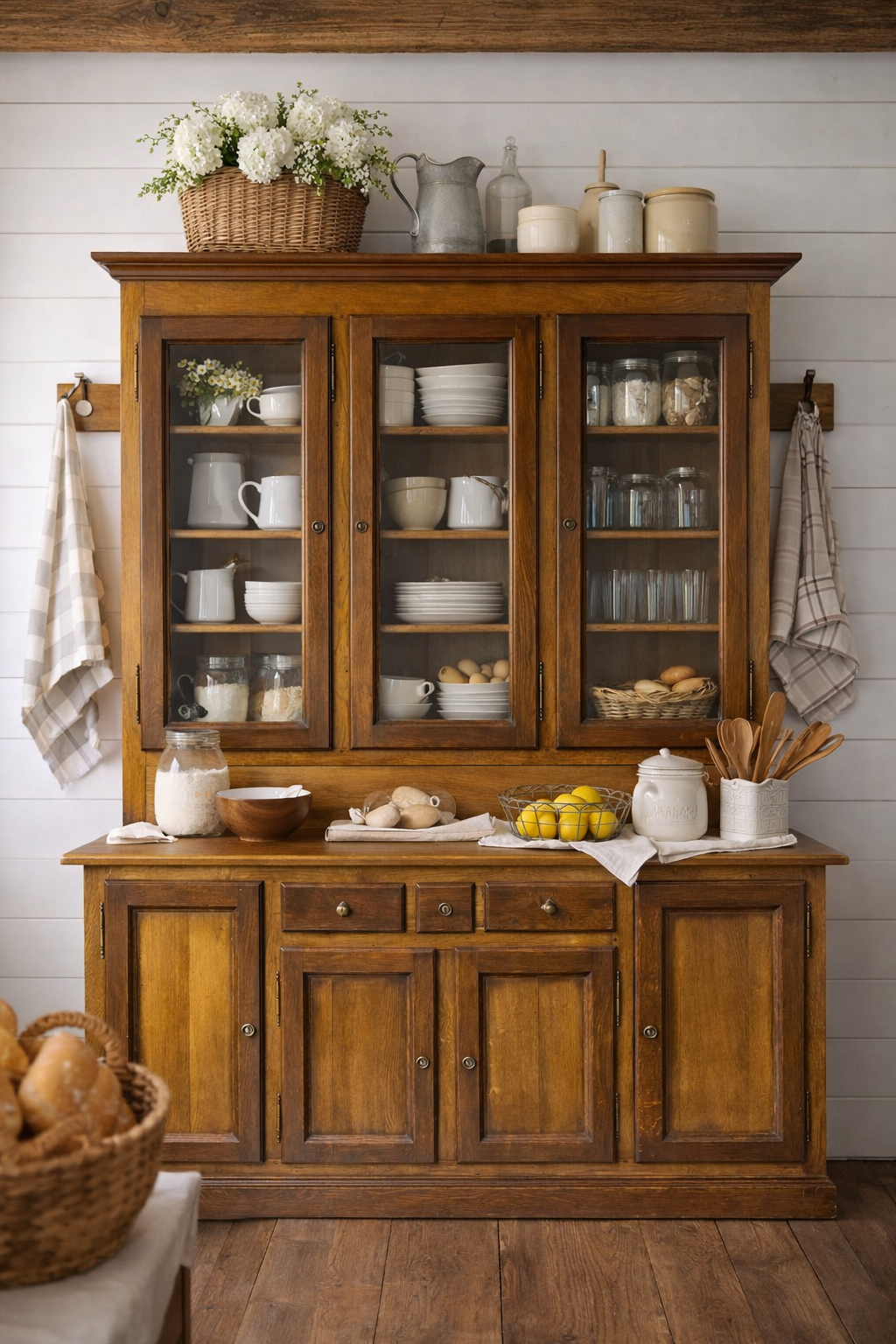 Large Statement Piece Oak Kitchen Dresser Cabinet Farmhouse Display Ca – Vintage Cozy Home