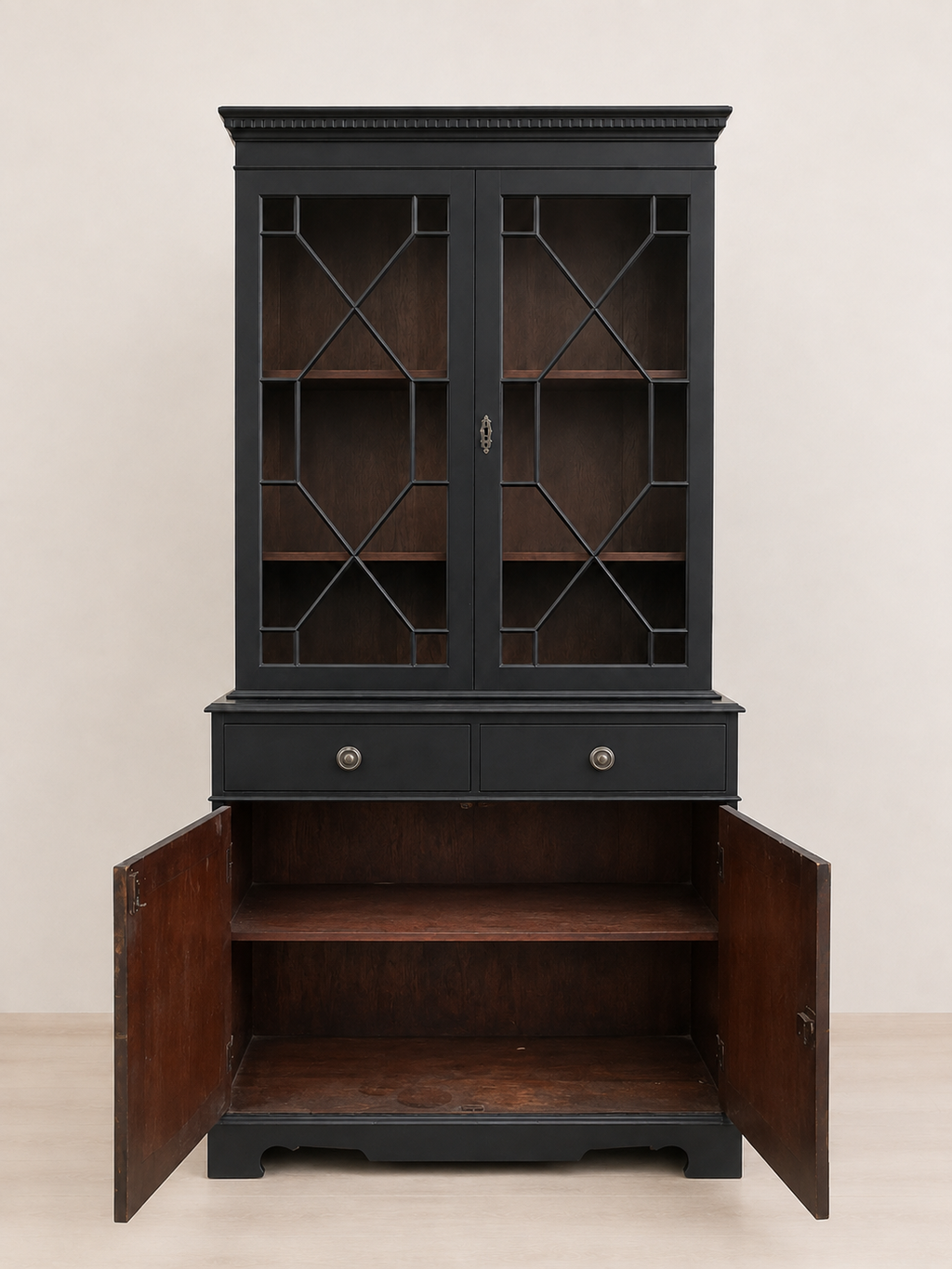 Vintage Black Regency Style Cabinet