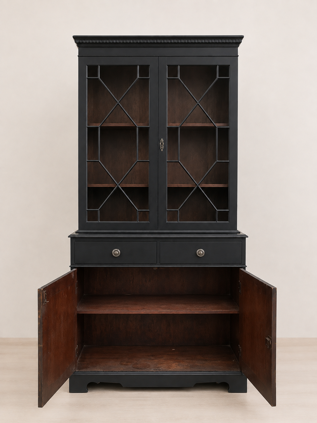 Vintage Black Regency Style Cabinet