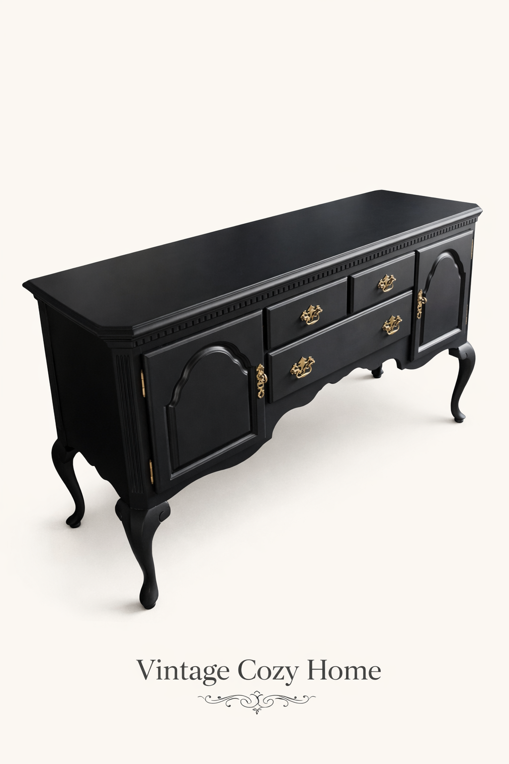 Elegant Black Sideboard | Upcycled Vintage Storage Cabinet UK