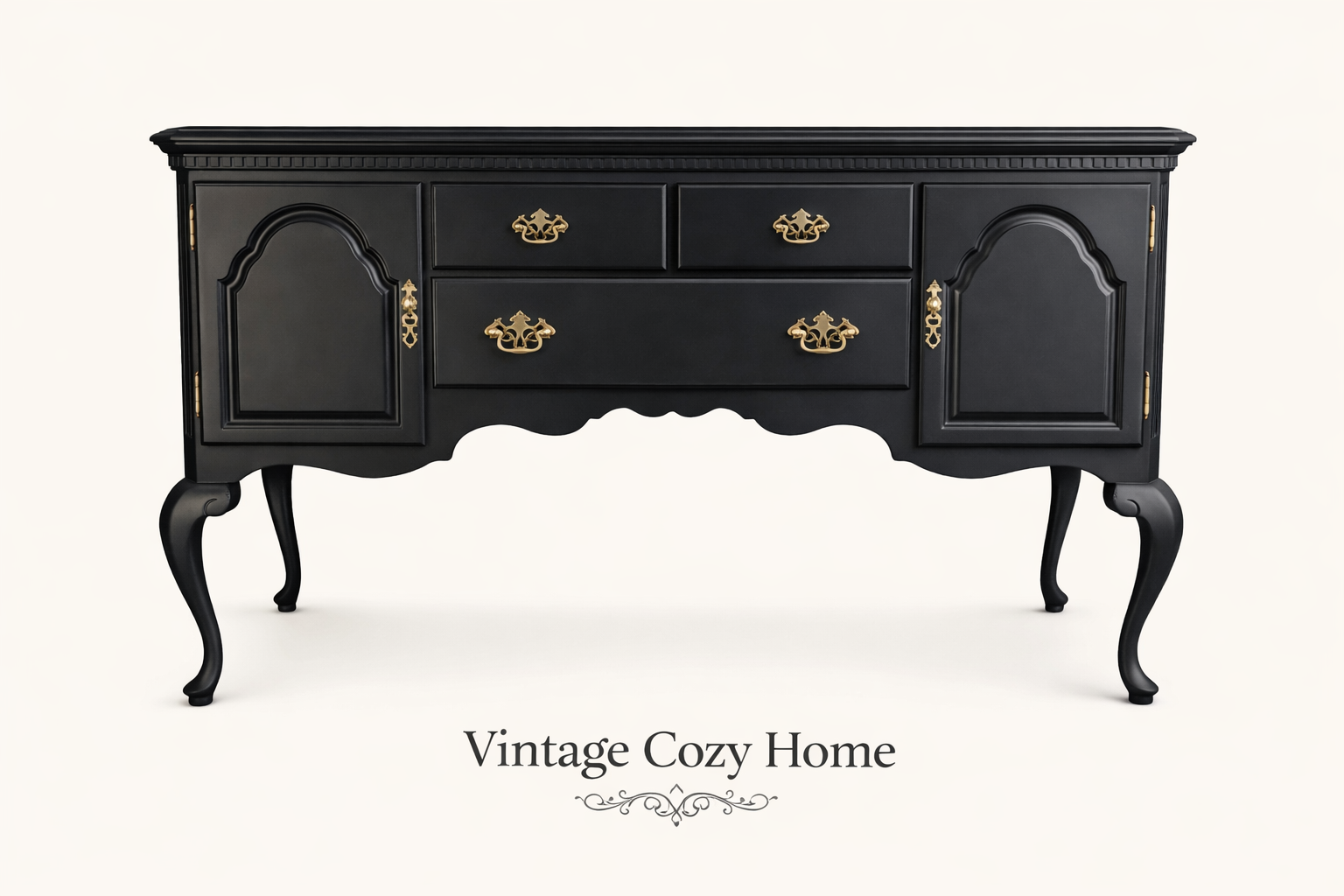 Elegant Black Sideboard | Upcycled Vintage Storage Cabinet UK