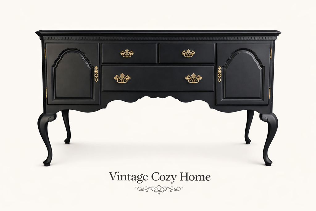 Elegant Black Sideboard | Upcycled Vintage Storage Cabinet UK
