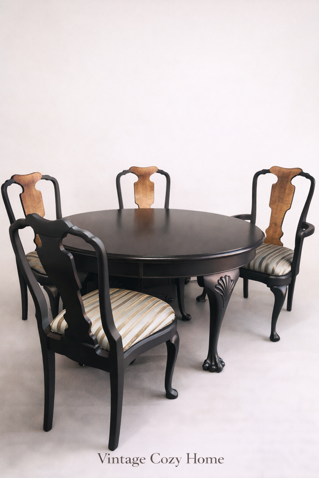 Antique Dining Table & Chairs | Ball & Claw Feet | Solid Wood | Vintage Cozy Home