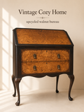 Antique Upcycled Burr Walnut bureau desk