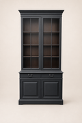 Black Regency Style Display Cabinet | Glass Display Cabinet with Mahogany Interior
