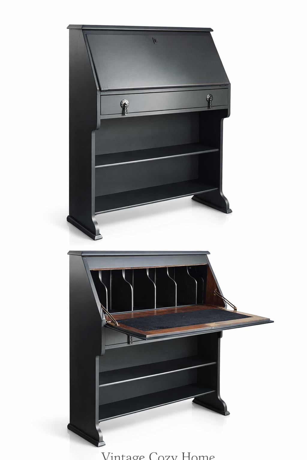 Antique Slim bureau desk , with bookcase,