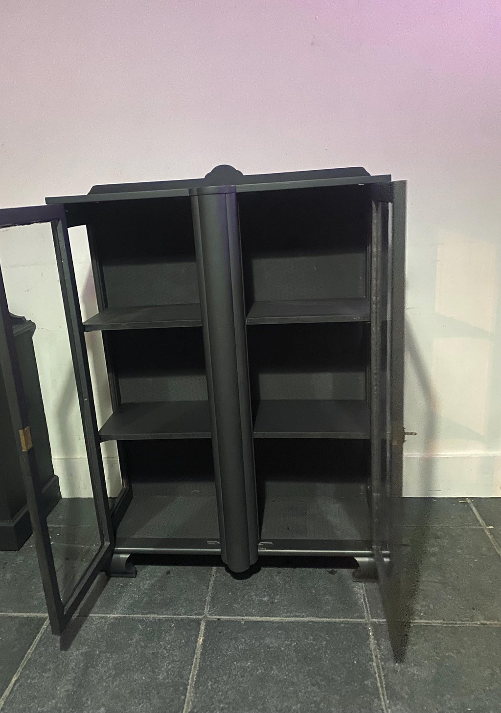 Elegant Black Slim  Glass Fronted Display Cabinet, bookcase